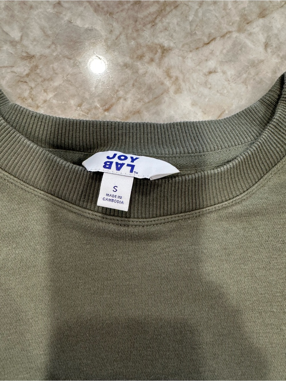 Joy Lab Women’s Cropped Crewneck Sweatshirt - Olive - Picture 4 of 4